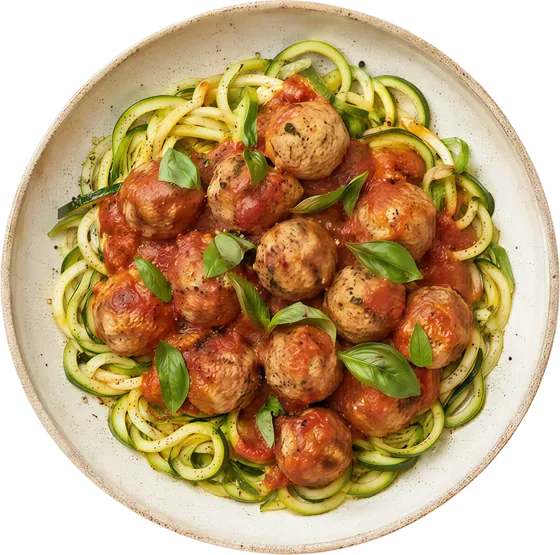 Turkey meatballs with courgette noodles